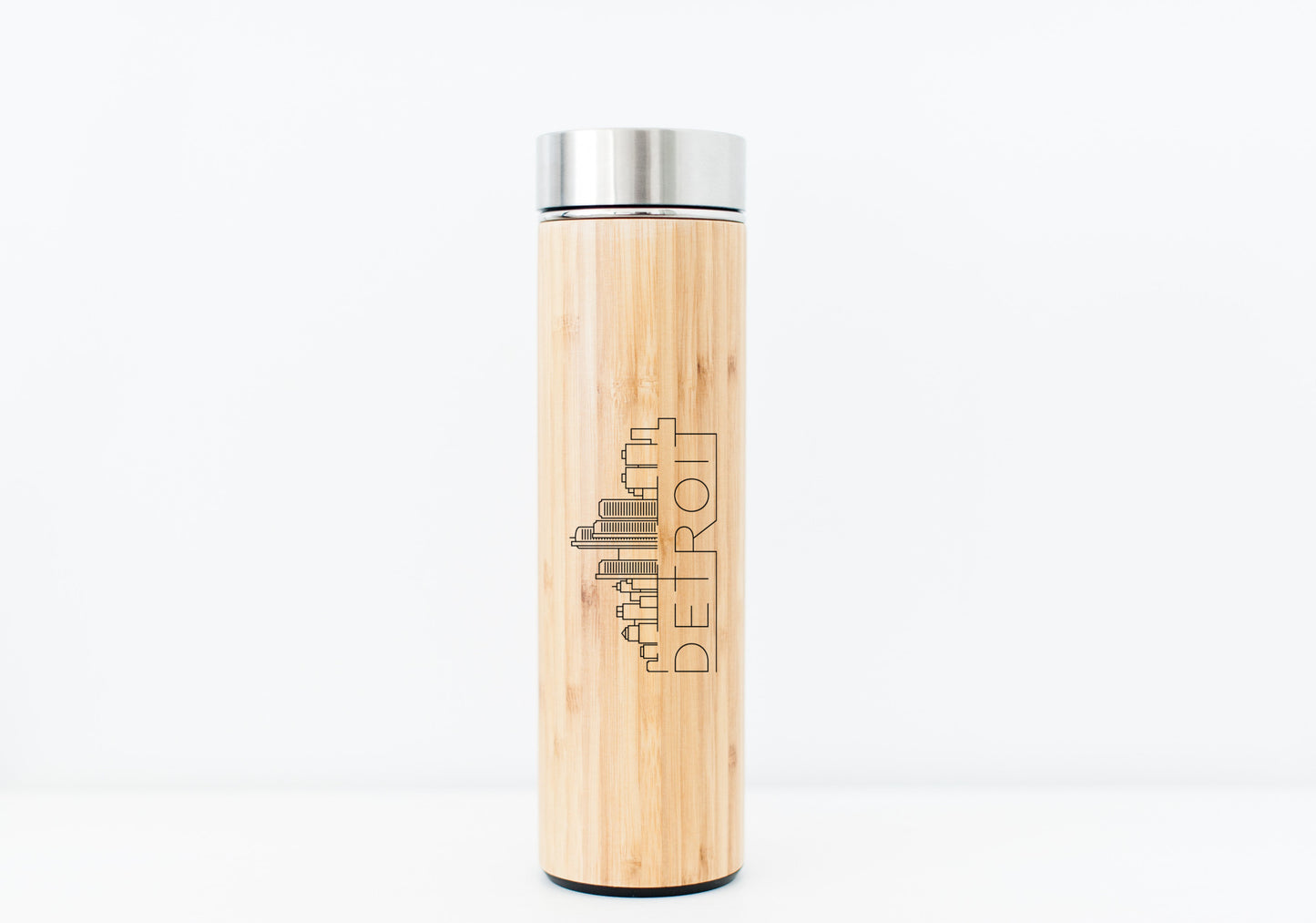 Detroit USA Skyline Eco-Friendly Bamboo Water Bottle or Hot Beverage Tumbler