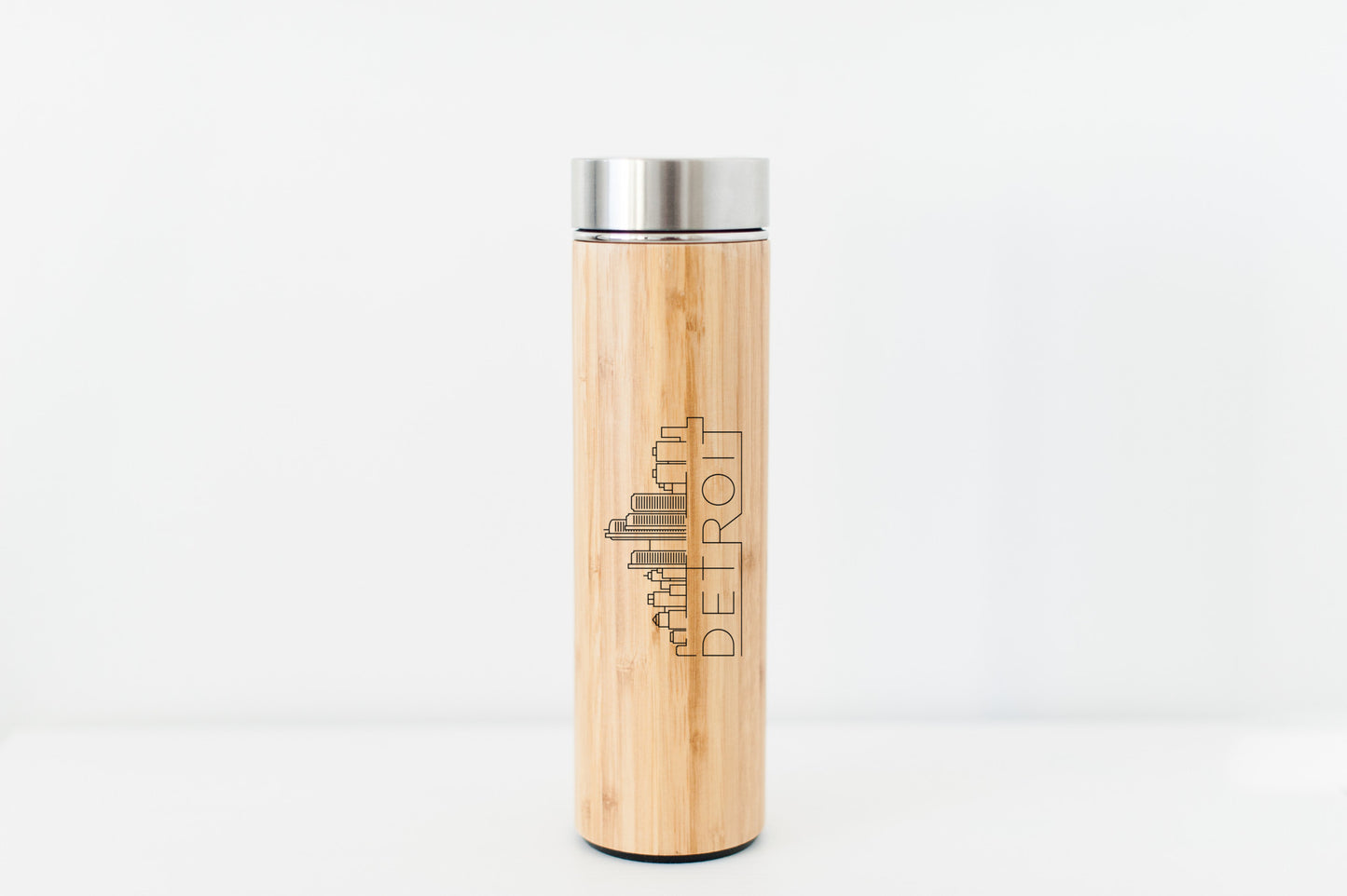 Detroit USA Skyline Eco-Friendly Bamboo Water Bottle or Hot Beverage Tumbler