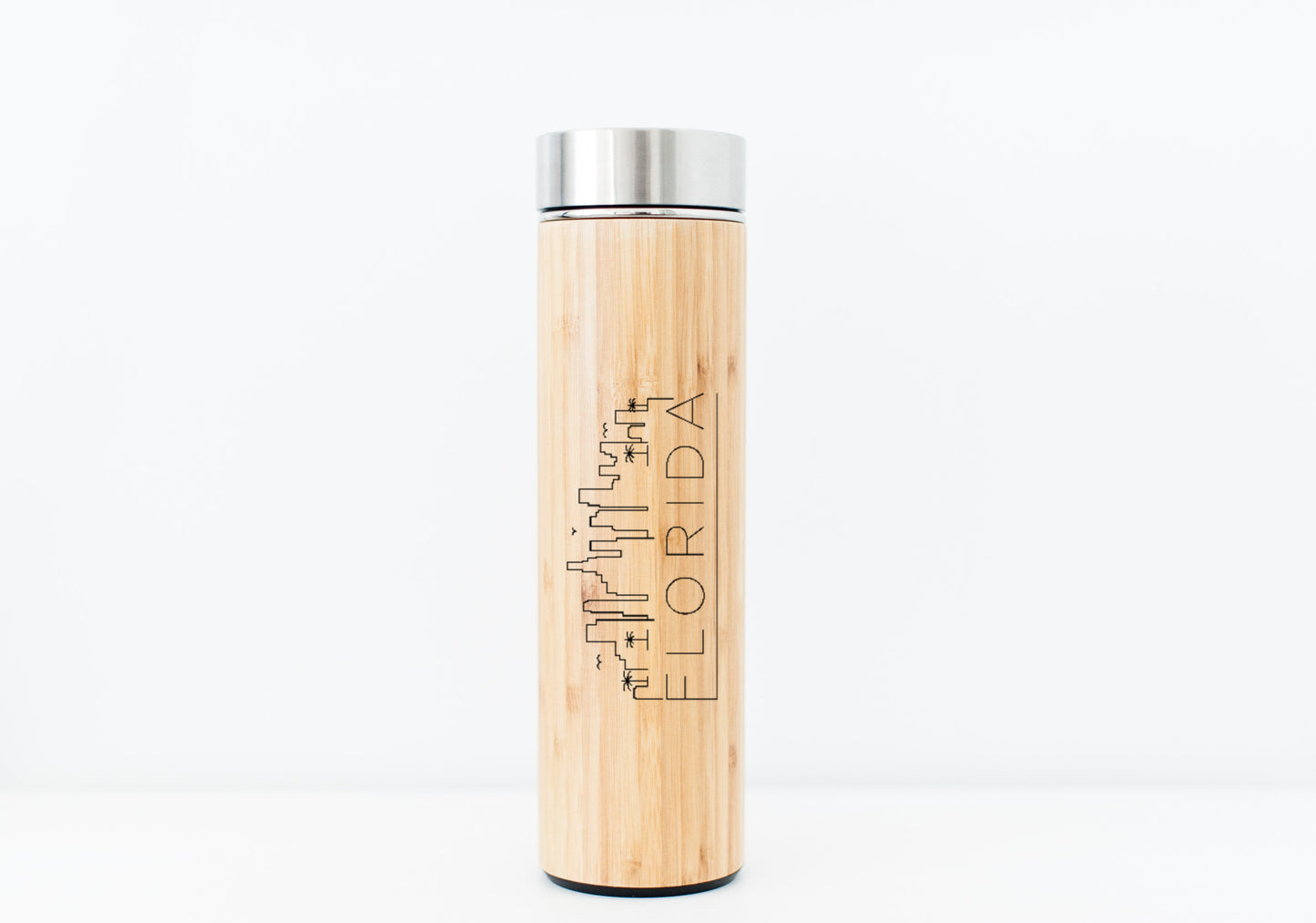 Florida USA Skyline Eco-Friendly Bamboo Water Bottle or Hot Beverage Tumbler