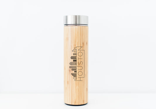 Houston USA Skyline Eco-Friendly Bamboo Water Bottle or Hot Beverage Tumbler