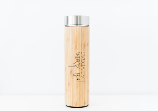 Las Vegas USA Skyline Eco-Friendly Bamboo Water Bottle or Hot Beverage Tumbler