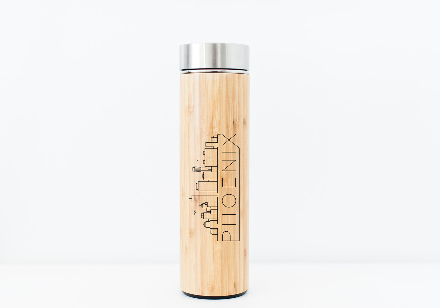 Phoenix USA Skyline Eco-Friendly Bamboo Water Bottle | Hot Beverage Tumbler