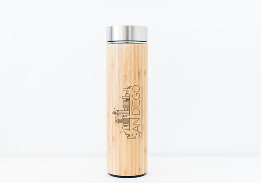 San Diego USA Skyline Eco-Friendly Bamboo Water Bottle | Hot Beverage Tumbler