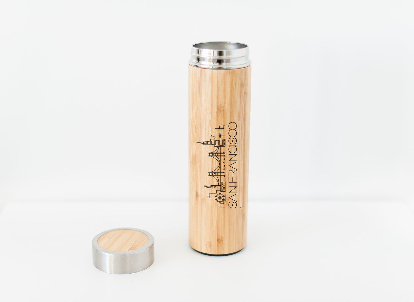 San Francisco USA Skyline Eco-Friendly Bamboo Water Bottle | Hot Beverage Tumbler