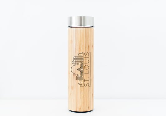 Saint Louis USA Skyline Eco-Friendly Bamboo Water Bottle | Hot Beverage Tumbler