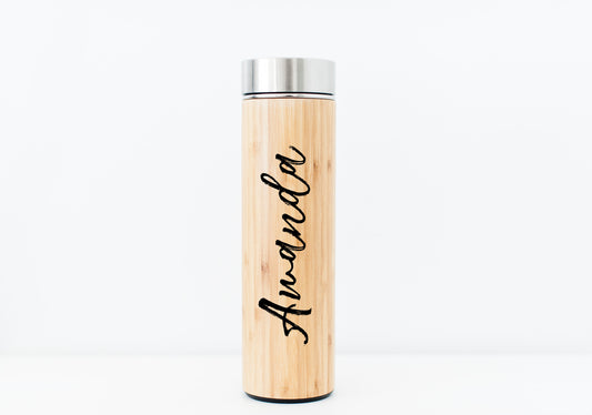 Name Eco-Friendly Bamboo Water Bottle | Hot Beverage Tumbler