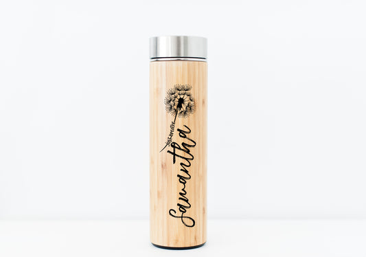 Name Flower Eco-Friendly Bamboo Water Bottle | Hot Beverage Tumbler