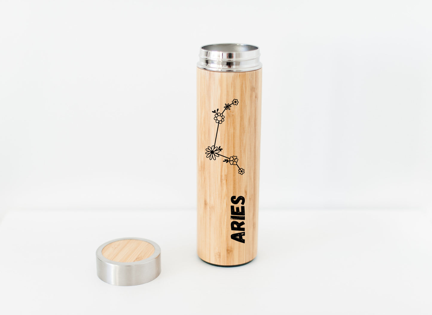 Bamboo Water Bottle Aries Zodiac Sign