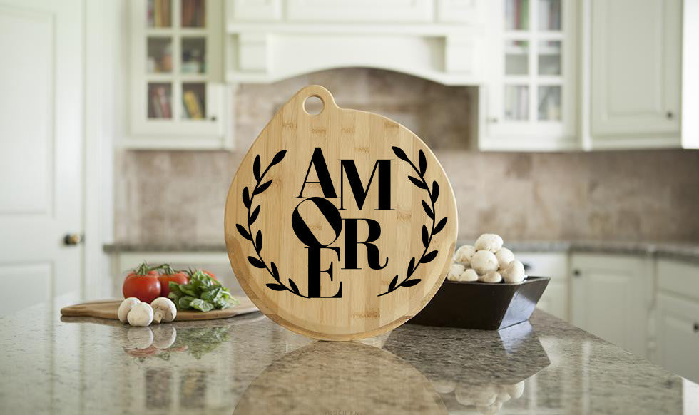 AMORE CHEESE BOARD | ENGRAVED ON BEAUTIFUL BAMBOO WOOD | NICE ACCENT PIECE FOR YOUR NEXT BRUNCH EVENT | THE PERFECT HOUSEWARMING GIFT OR NEWLYWED COUPLE PRESENT | MADE IN USA