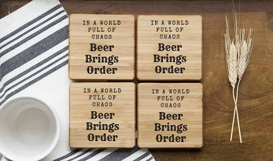 In a World Full of Chaos, Beer Brings Order Bamboo Coasters