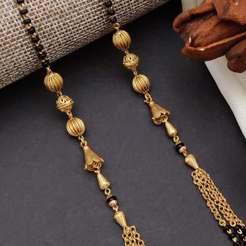 Multi Strand Gold Black Beaded Indian Asian Nazar Mangalsutra Choker Necklace